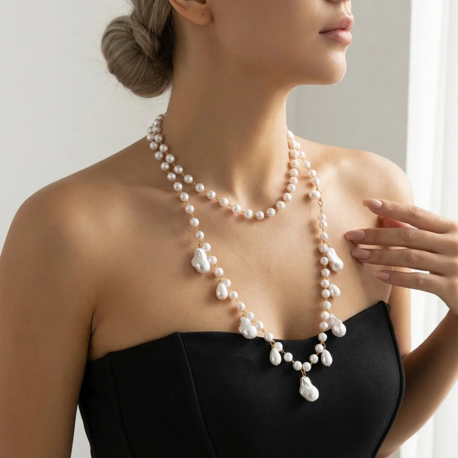 Baroque Imitation Pearl Multilayer Boho Choker and Body Chain