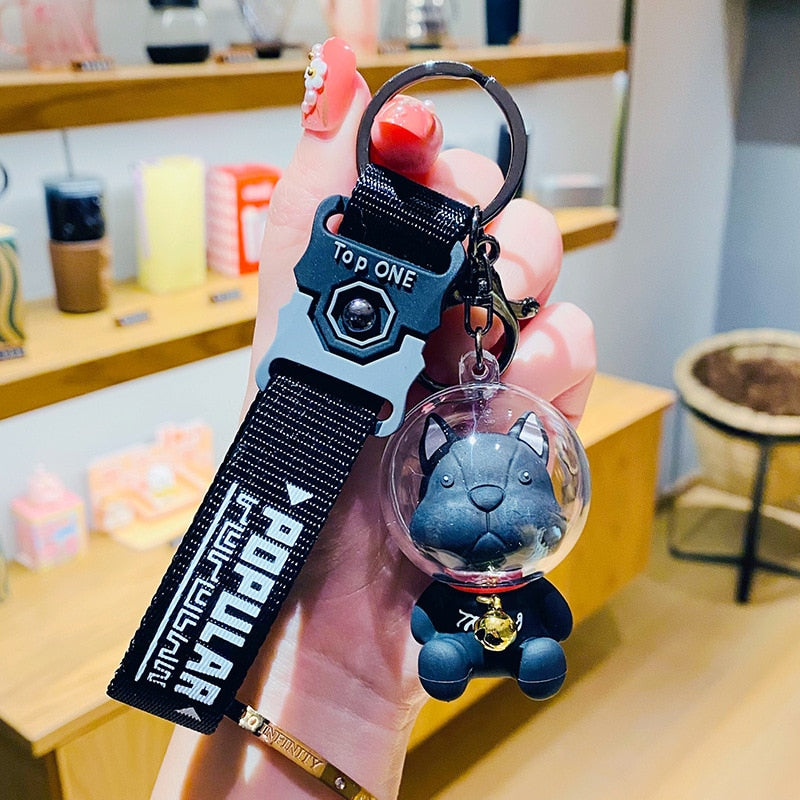 Creative Space Law Bucket Dog Keychain Cute Cartoon Trend Car Key Chain French Bulldog Bag Charm Pendant Exquisite Accessory - Charlie Dolly