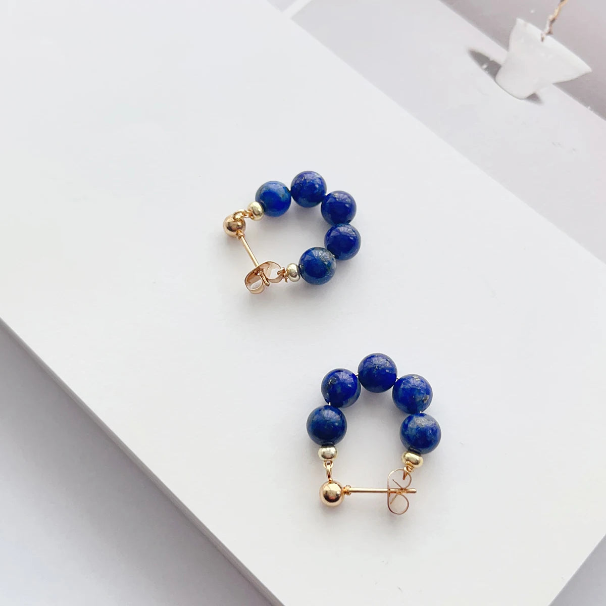 Fashion personality simple temperament gorgeous Lapis Lazuli hand beaded earrings studs earrings women's accessories ornaments