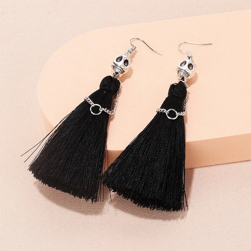 Gothic Halloween Skeleton Earrings for Women Punk Ethnic Skull Rope Tassel Drop Earrings Fashion Party Holiday Jewelry Gifts - Charlie Dolly