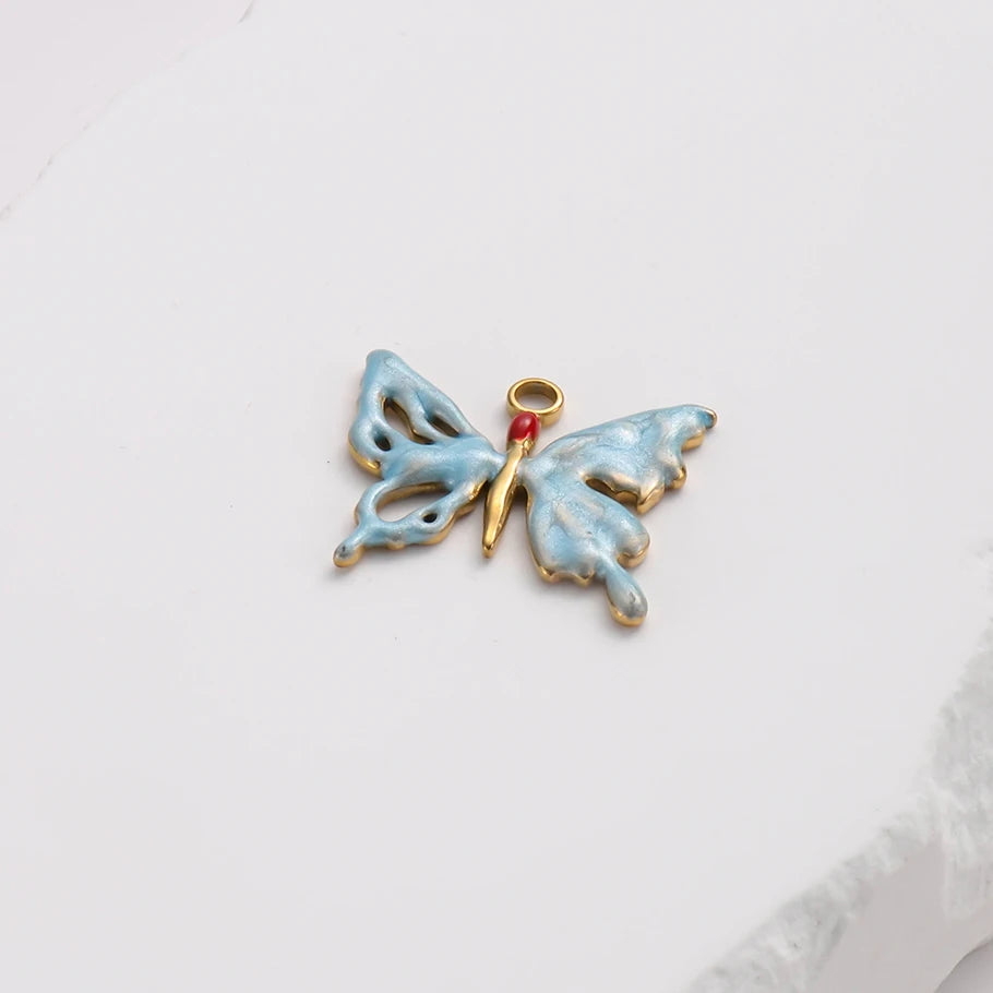 3/8Pcs Boho Summer Marine Sea Animal Starfish Turtle Pendant Jewelry Making Enamel Lizard Gecko Butterfly Colgantes Wholesale