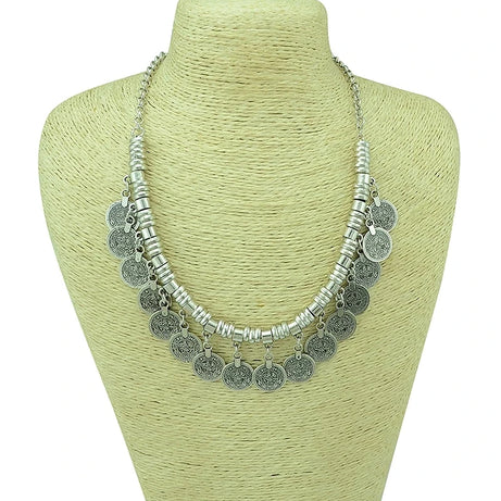 Turkish Coin Stone Tassel Bib Choker Necklace Jewelry