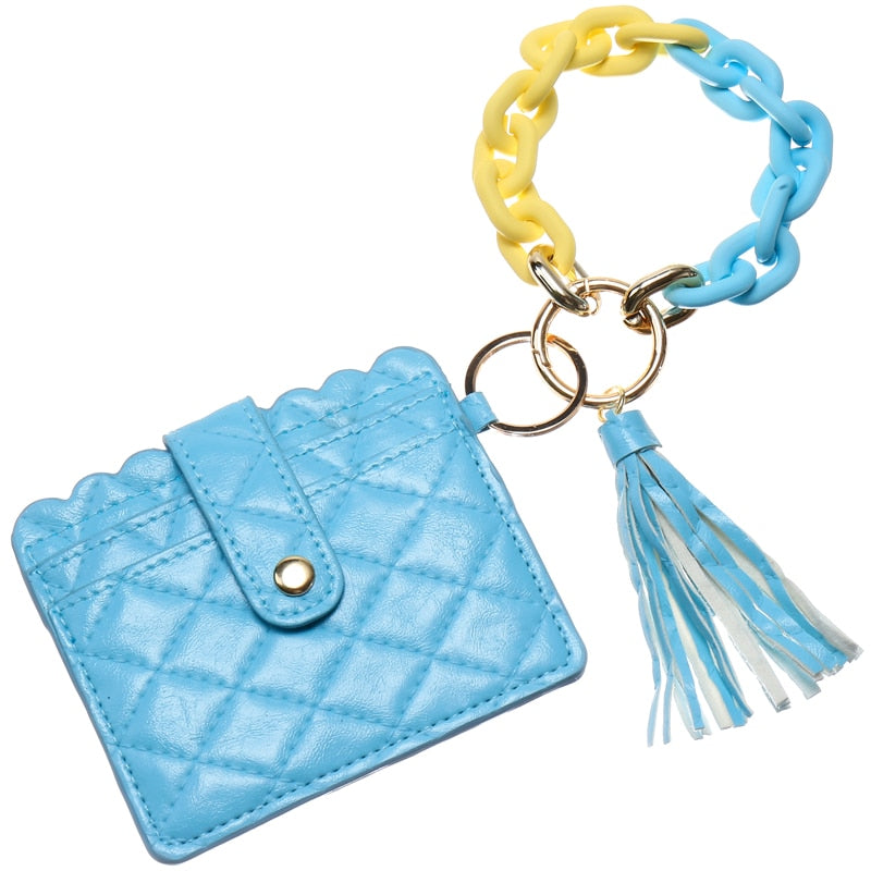 Multi Style Card Wallet PU Leather Keychain For Women Girls Wristlet Bag Tassels Pendant Key Ring Jewelry Gifts - Charlie Dolly