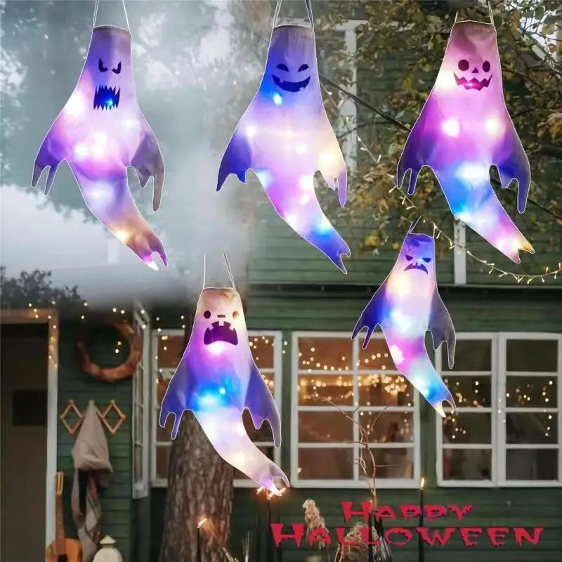 Halloween LED Light Hanging Ghost For Halloween Party Home Outdoor Indoor Decoration Large Glowing Spooky Lamp Horror Props 2024 - Charlie Dolly