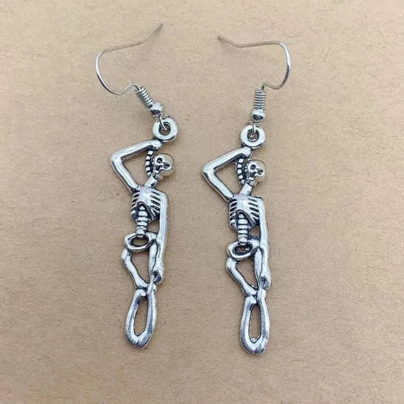 Earrings for Women Girls Drop Dangle Teens Charm Gift Party Simple Punk Cool Halloween Skull Cross Horror Skeleton Death Bat - Charlie Dolly
