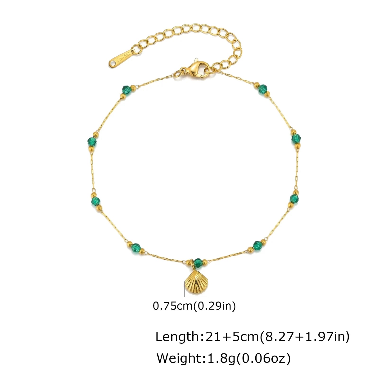 Boho Colorful Beads Shell Conch Pendant Ankle Bracelet Waterproof Stainless Steel Foot Anklet for Women Fashion Jewelry Summer