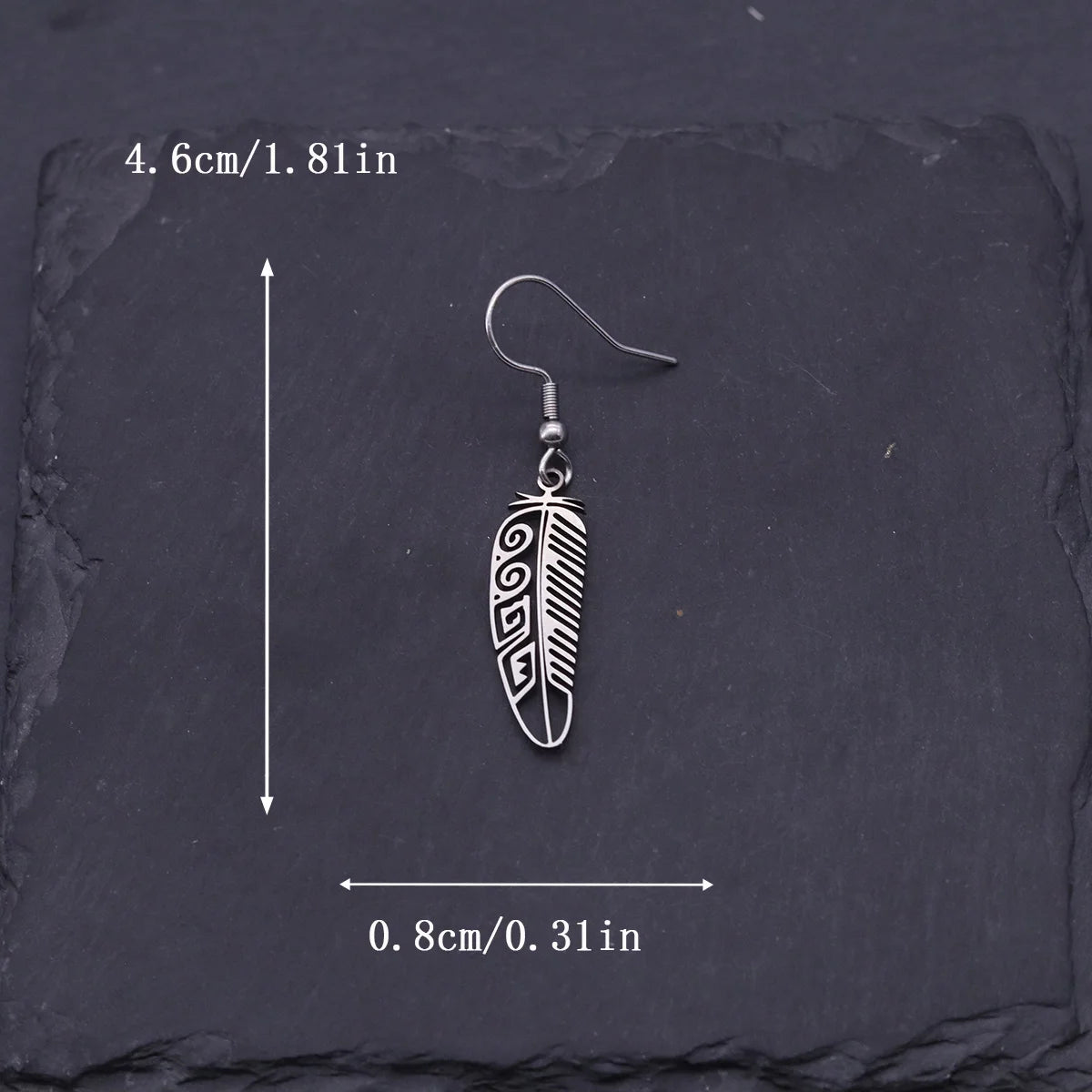 Kinitial Vintage Trendy Feather Drop Earrings For Women Stainless Steel Dangle Earrings Fashion Jewelry Boho Accessories