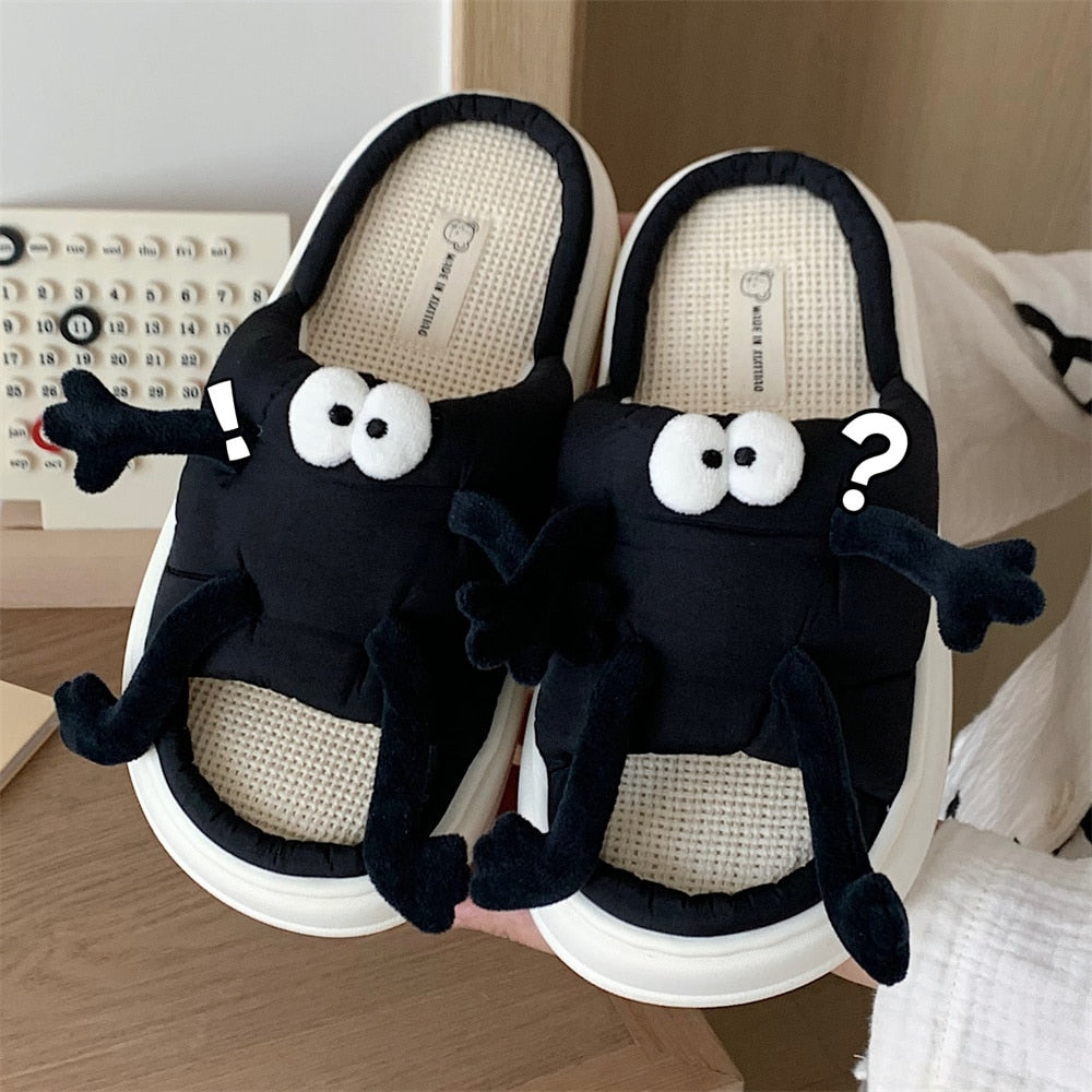 Four Seasons Universal Cute Crocodile Linen Slippers Women Spring Summer Couples Man Skid Resistant Dinosaur Animal Flip Flops - Charlie Dolly