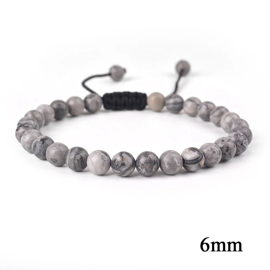 Natural Stone Beaded Bracelet — Tiger Eye, Agate & Lava