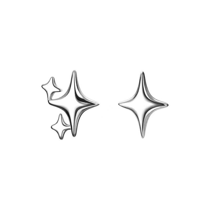 VENTFILLE 925 Stamp Silver Gold Color Star Stud Earrings Women Girl Gift Cute Banquet Asymmetry Jewelry Dropshipping Wholesale - Charlie Dolly