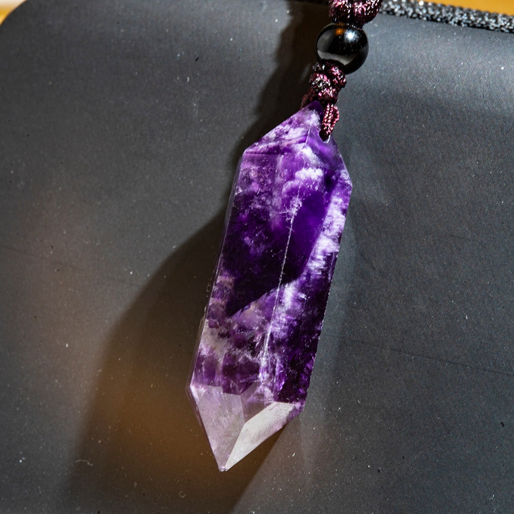 1PCS Natural Crystal Quartz Double Point Pendant Crystal Column Men and Women Pendant Aura Energy Healing Stone Necklace Gift - Charlie Dolly