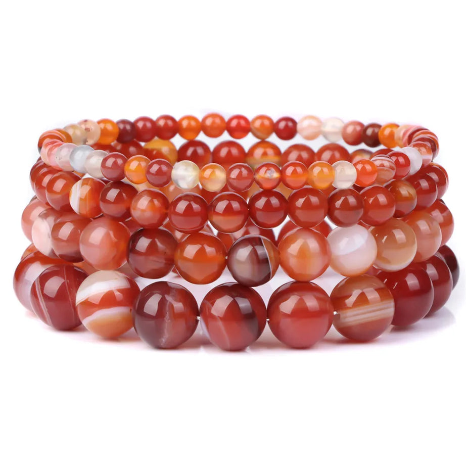 Fashion Natural Brown Striped Agates Bracelet Women 4/6/8/10mm Agates Beads Elastic Bracelets for Men Reiki Healing Boho Jewelry - Charlie Dolly