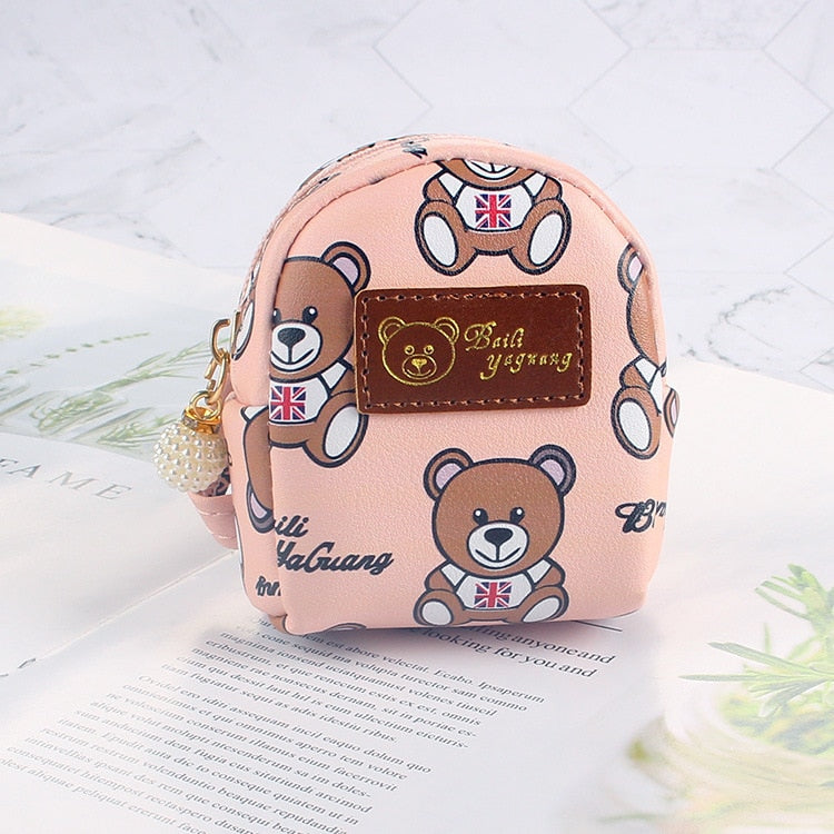 Kawaii Cartoon Bear Coin Purses Wallet for Women Korean Fashion Zipper PU Leather Coin Pouch Cute Small Bag Girl Mini Backpack - Charlie Dolly