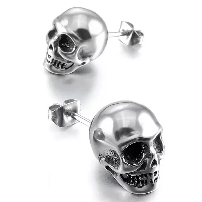 2023 Halloween Skull Stud Earrings for Men Women Punk Hip-hop Creative Metal Skeleton Mini Earrings Accessories Wholesale - Charlie Dolly