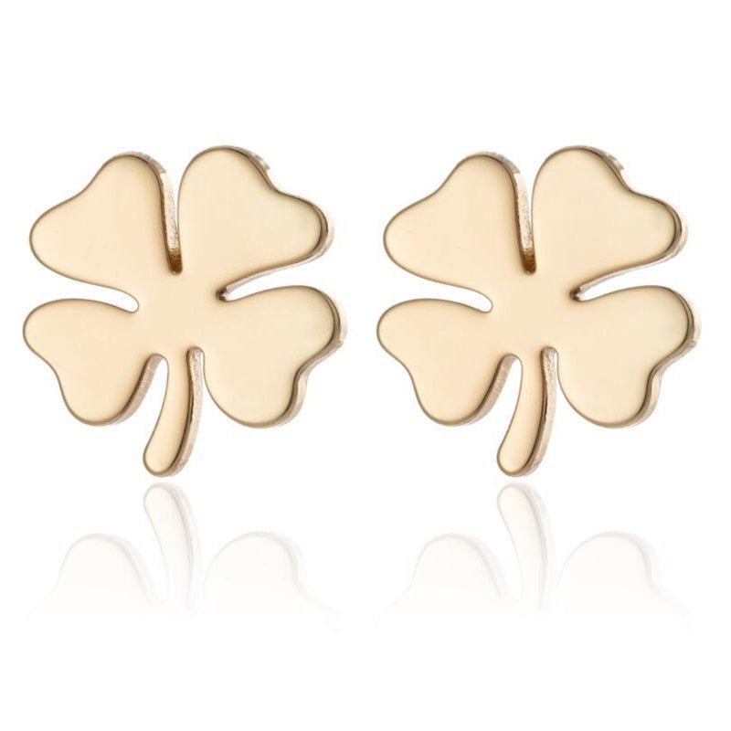 Simple Stainless Steel Leaf Stud Earrings for Women Men Hip Hop Lucky Jewelry Wedding Party Birthday Fashion Elegant Gift 2023 - Charlie Dolly