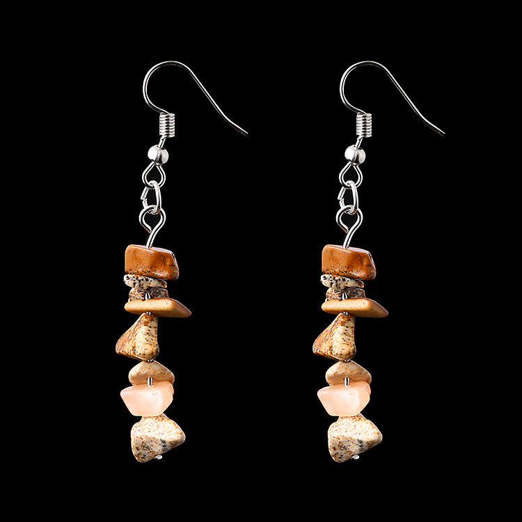 Chip Natural Stone Crystal Earrings Raw Gemstone Amethyst Lapis Lazuli Tiger's Eye Rose Quartz Chakra Earring