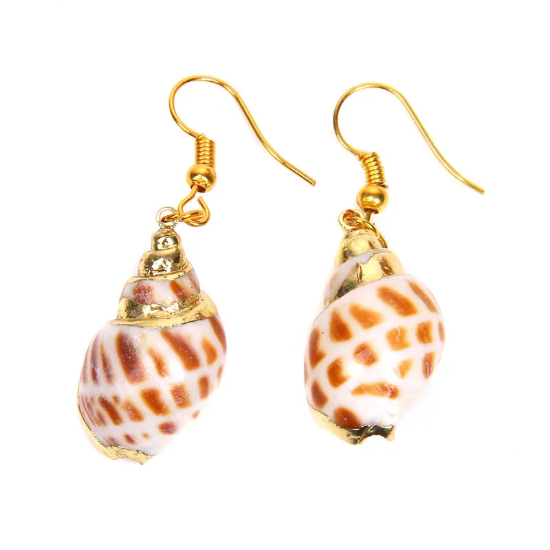 New In Natural Shell Sea Scallop Drop Earrings Boho Shell Drop Earrings for Women Femal Sea Beach Earrings Summer Jewelry Gifts