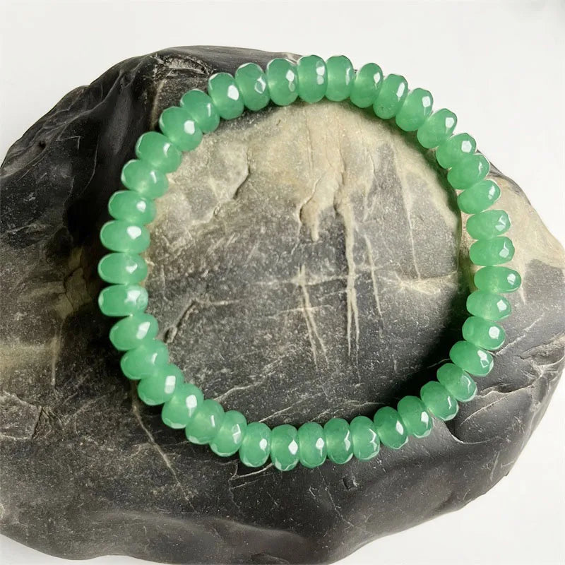 Rare 5*8MM Faceted Red Ruby Green Emerald Bracelet Vintage Natural Stone Jewelry Elegant Exquisite Beaded Hand Chain Women Boho