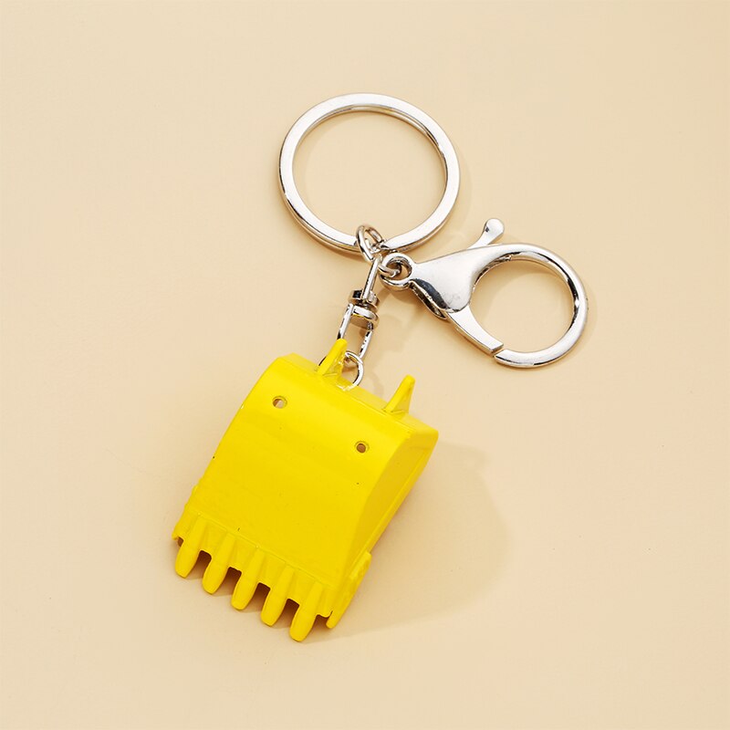 Creative alloy bulldozer keychain three-dimensional excavator tools car key pendant accessories metal key ring pendant - Charlie Dolly