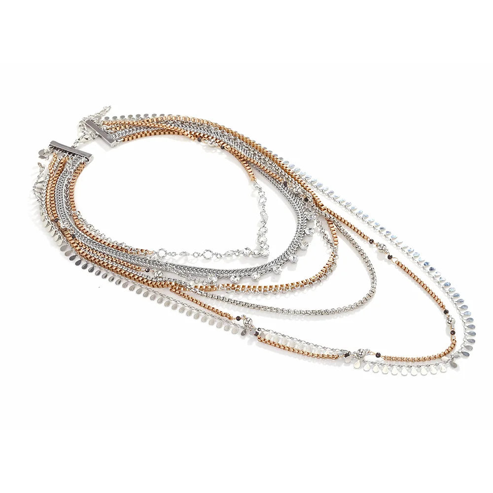 Metal Chain Waterfall Tassel Choker Necklace Jewelry