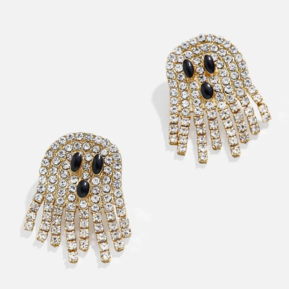 Rongwo Cute Halloween Ghost Stud Earrings Encrusted Crystal Sparkling Quality Jewelry Gift for Women Girls Fashion Earrings - Charlie Dolly