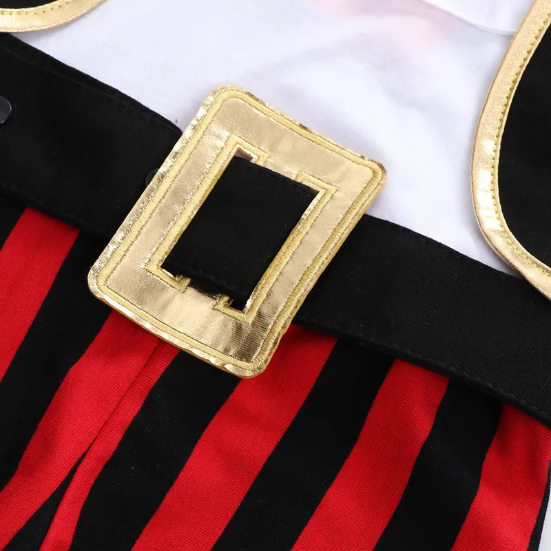 Cosplay Red Knight Pirate Captain Suit Kids Baby Jumpsuits Romper Halloween Costume Fancy Dress party Anime Stage Show Props - Charlie Dolly