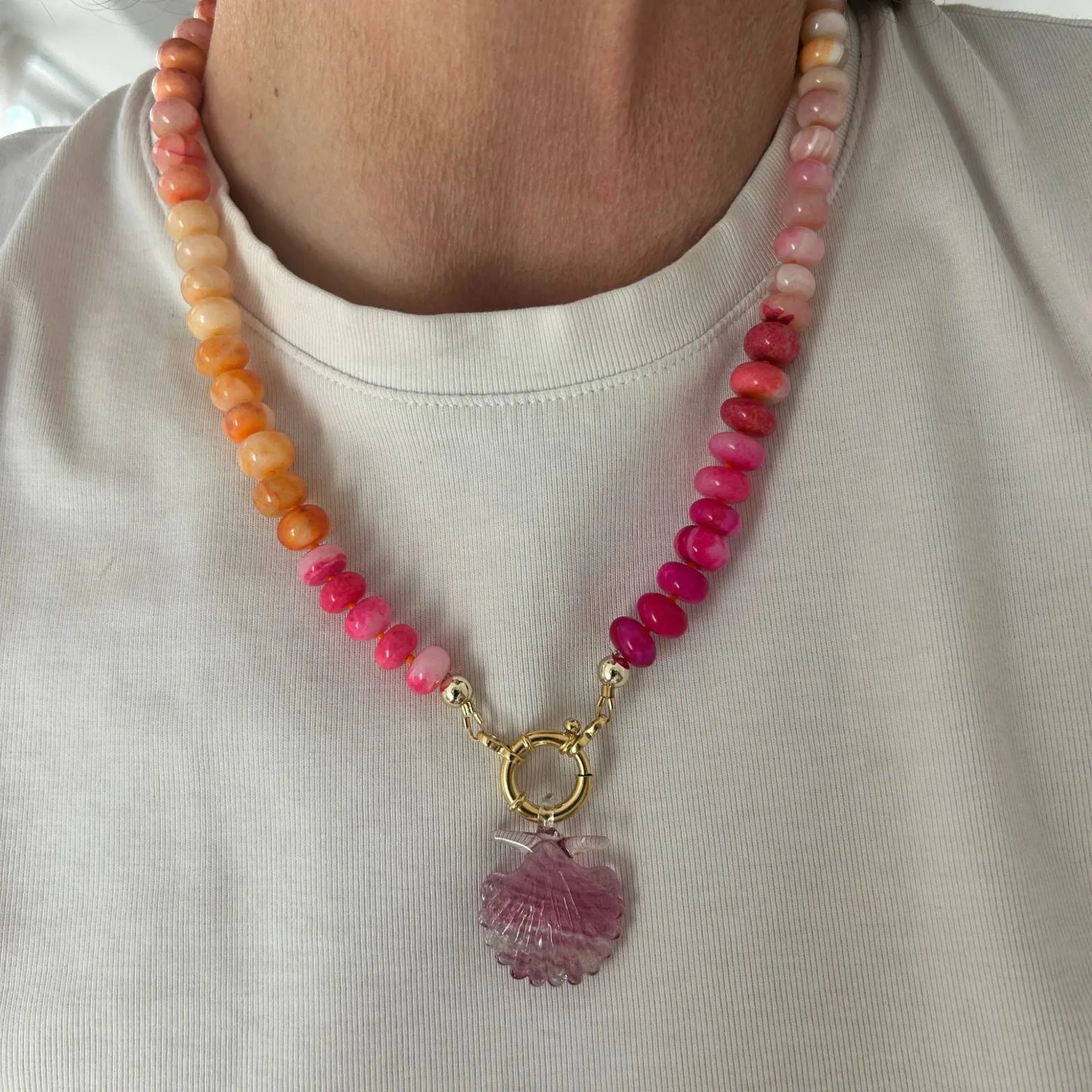Chunky Rainbow Stone Beach Necklace