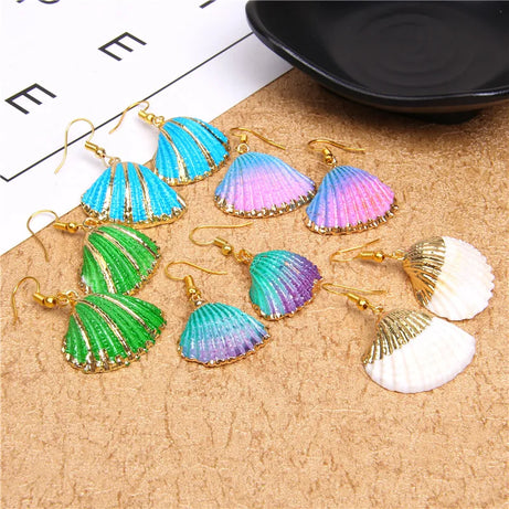 Natural Shell Scallop Drop Earrings Jewelry