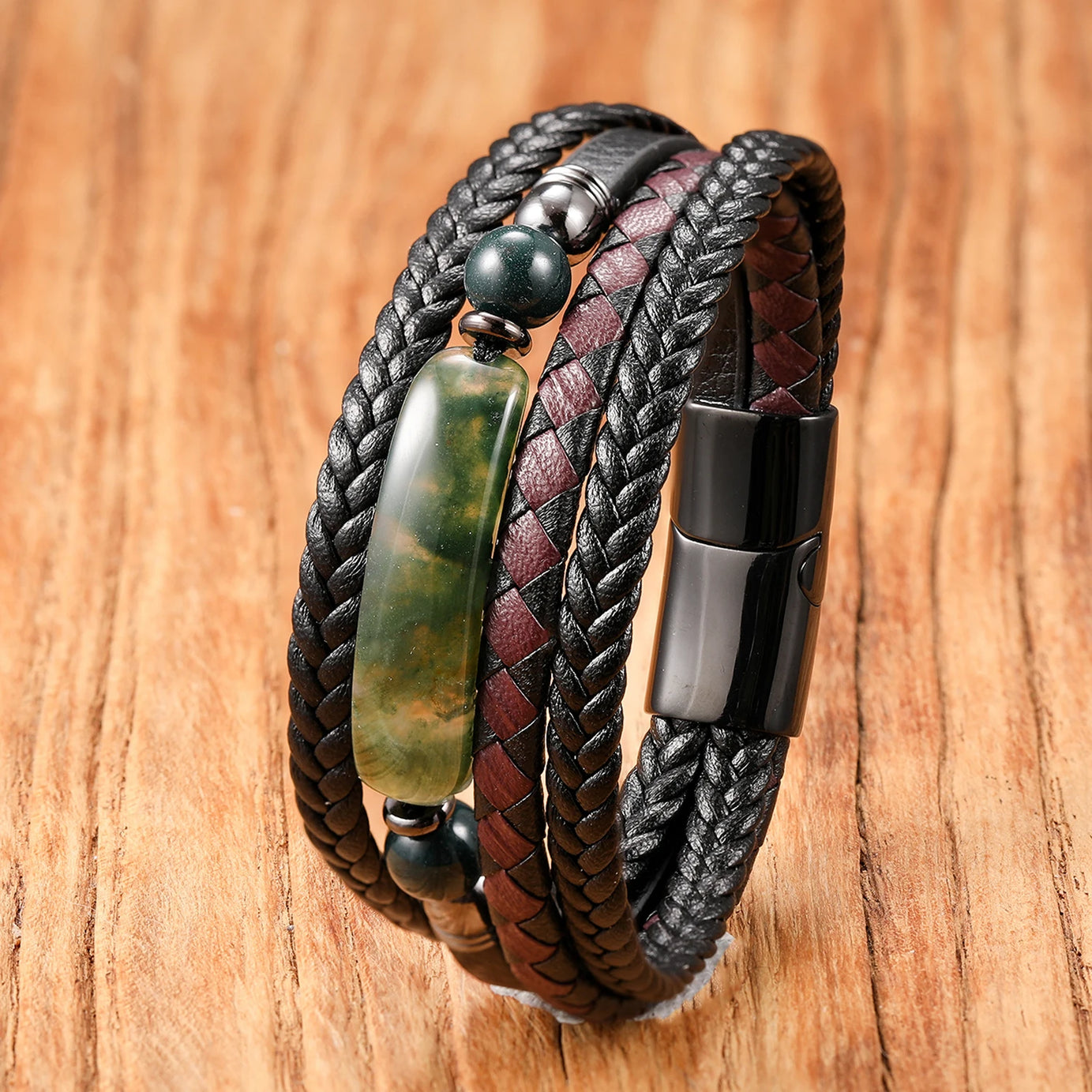 Stone & Leather Wrap Bracelet