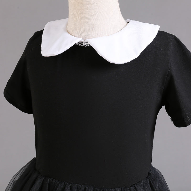 Wednesday Adams Costume Girl Carnival Party Movie Cosplay Dress Wednesday Easter Halloween Costume for Kids 3-12 Years - Charlie Dolly