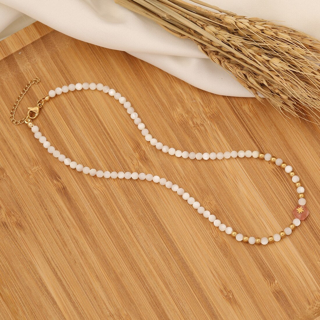 Shell Beads Natural Stone Beads Necklace Fashion Stainless Steel Necklace For Women - Charlie Dolly