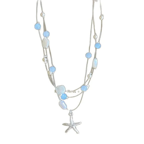 Seaside Starfish, Shell and Pearl Layered Choker Necklace