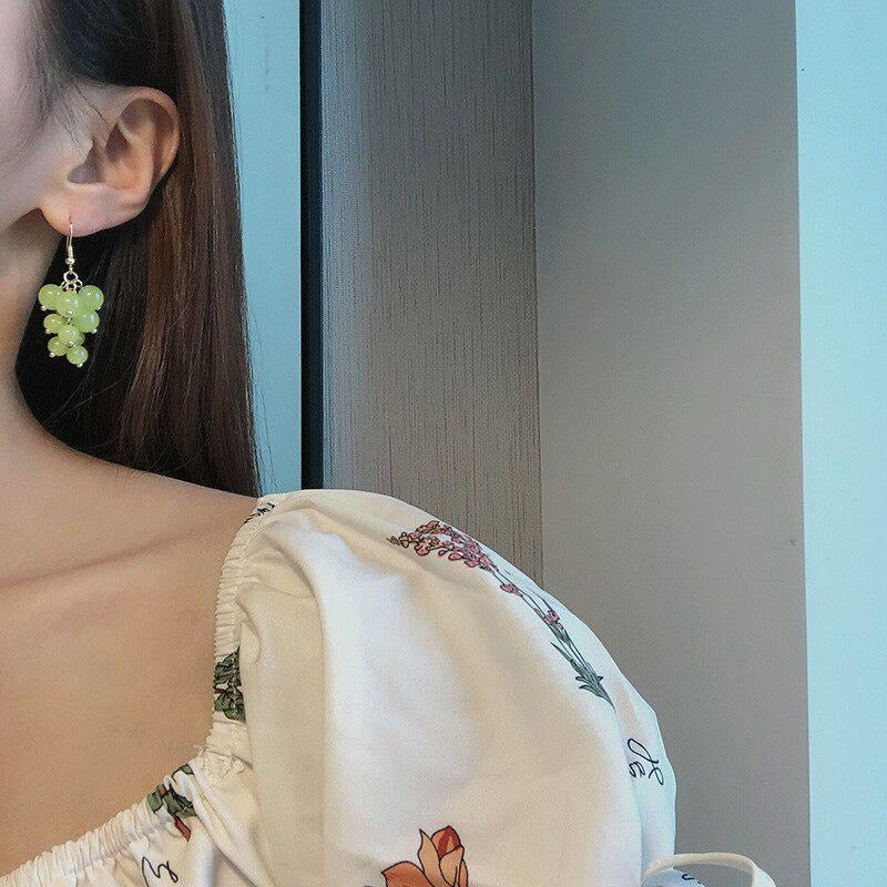 Fashion Grape Earrings for Women Simple Cute Fruit Green Beads Drop Dangle Hook Earring Party Trendy Jewelry Accessories Gift - Charlie Dolly