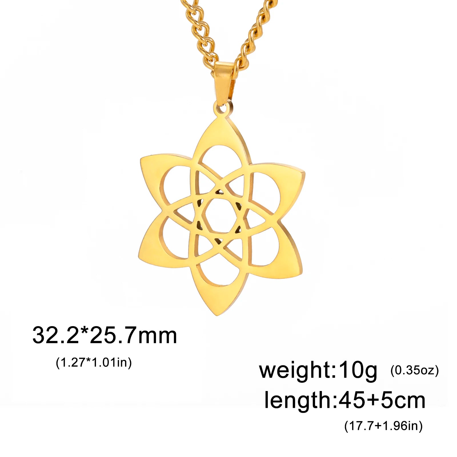LIKGREAT Chakra Lotus Flower Star of David Hebrew Pendant Necklace Religious Amulet Stainless Steel Women Jewish Jewelry Gift