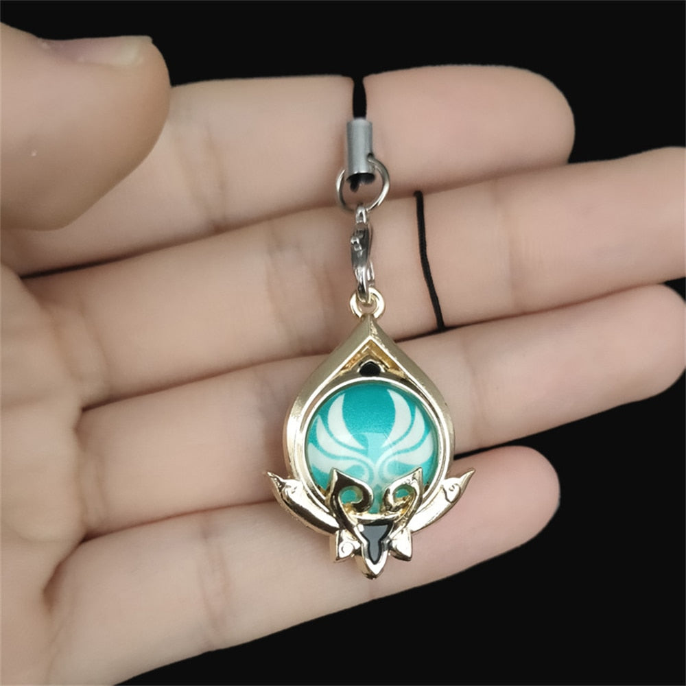 Game Genshin Impact Keychain Luminous 7 Element Double-Side Glass Pendant Weapons Eye Of Original Keyring Phone Charms Souvenir - Charlie Dolly