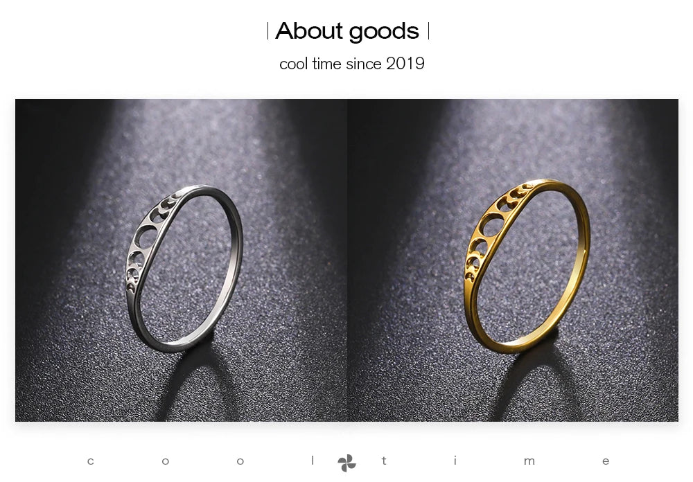 COOLTIME Moon Phase Ring for Women Stainless Steel Minimalist Couple Rings Jewelry Anniversary Gift 2026 New in Wholesale