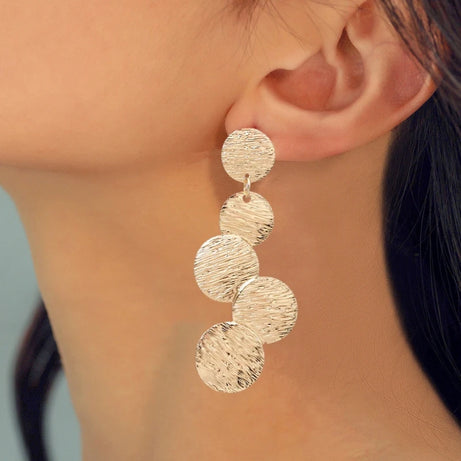 Irregular Disc Multilayer Long Drop Earrings Jewelry