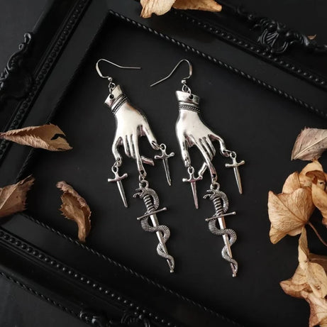 Snake Sword Gothic Dangle Earrings Jewelry