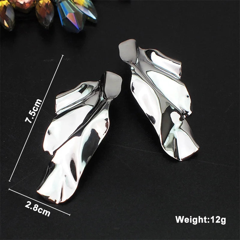 New Exaggerated Twist Metal Dangle Earrings for Women Gold Color Punk Fashion Female Hanging Earrings Boho Geometry Ear Jewelry