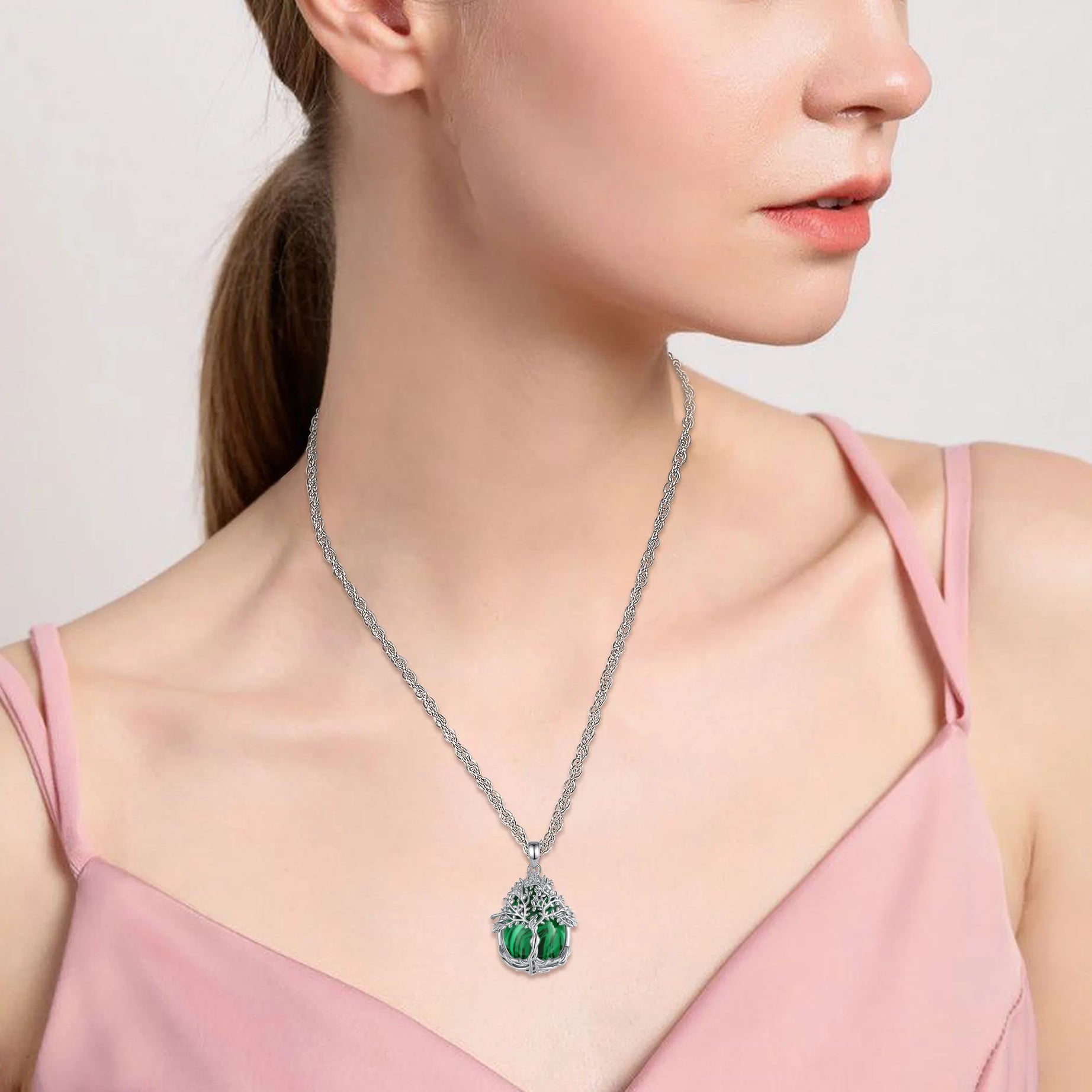 Tree of Life Multi-Crystal Pendant Necklace, Obsidian Amethyst Turquoise Healing Amulet