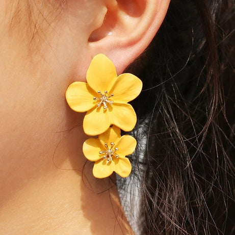 Metal Flower Stud Earrings Jewelry