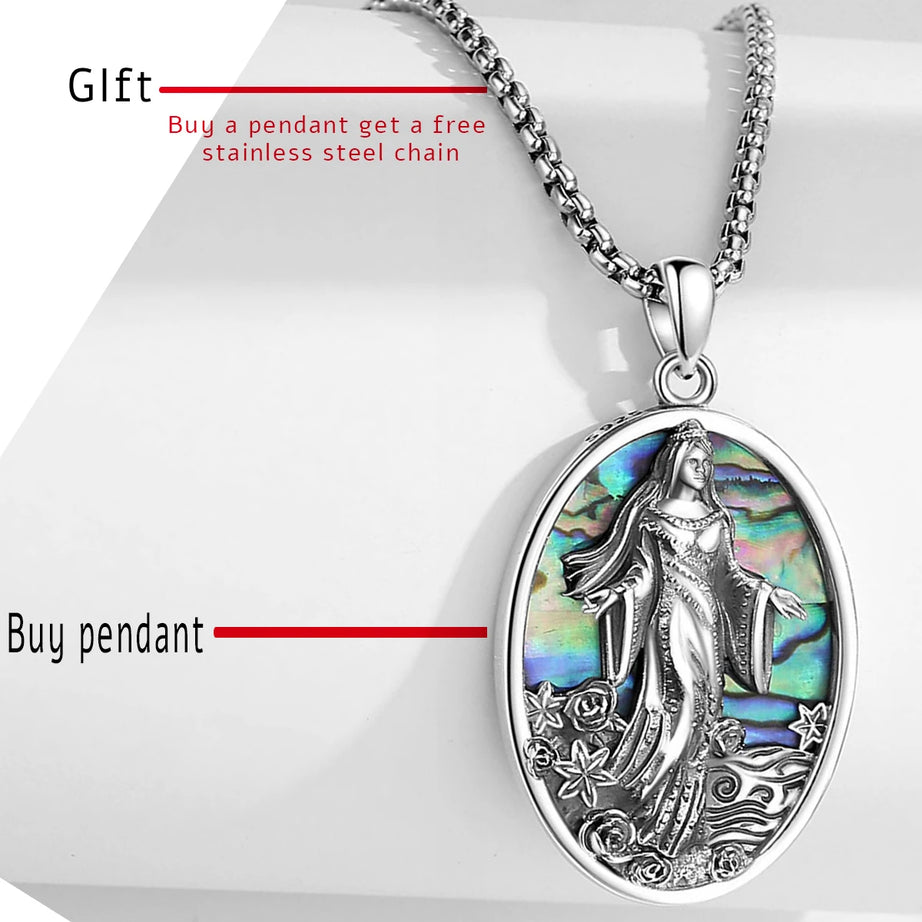 Yemaya Sea Goddess Necklace with Natural Abalone, S925 Sterling Silver