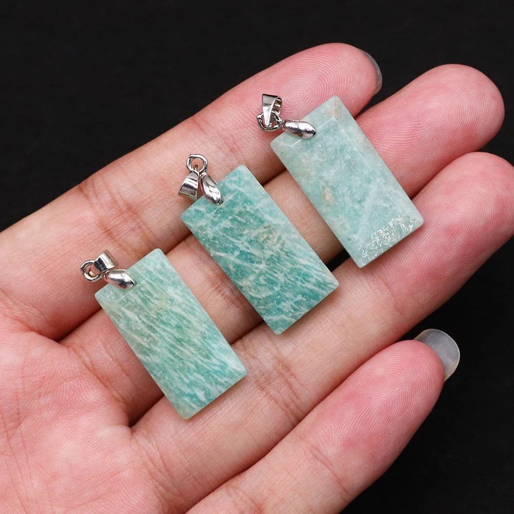 2pcs Quartz Crystal Rectangle Stone Pendants for Women DIY Necklace Natural Amethyst Lapis Lazuli Slice Pendant Earrings Jewelry