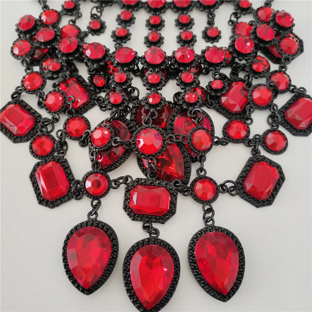 Crystal Water Drop Collar Necklace Earring Set Jewelry