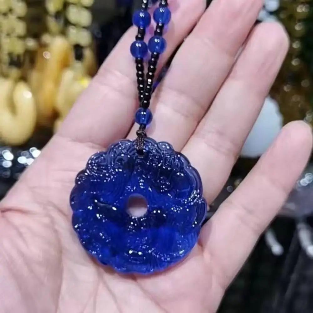 Green Jade Hand-Carved Dragon Hollow Jade Pendant Necklace Fashion Chinese Amulet Women Man'S Lucky Necklace Jewelry Gift