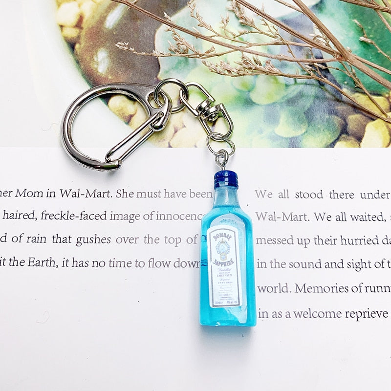 Wine Bottle Keychain Resin Simulation Mini Beer Cocktail Men Women Boyfriend Key Chain Alcohol Lovers Father's Day Gift - Charlie Dolly