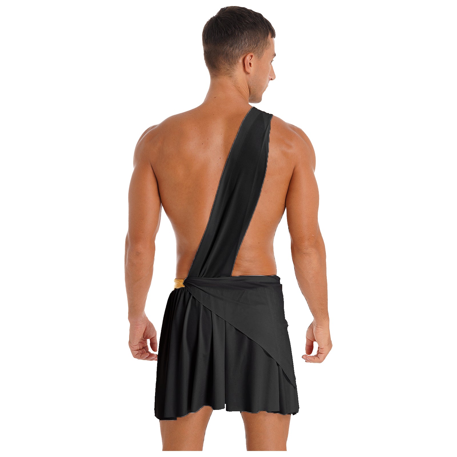 Men's  Ancient Greek God Halloween Party Costume Cosplay One Shoulder Strap Skirts Knight Warrior Theatrical Performance Outfit - Charlie Dolly