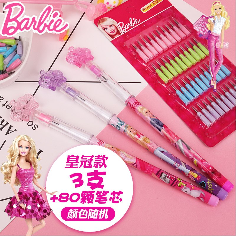 3Pcs Set Barbie Mechanical Pencil Anime Kawaii Students Stationery Pen Writing Hb Pencil Office Free Sharpener Press Pencil Gift - Charlie Dolly