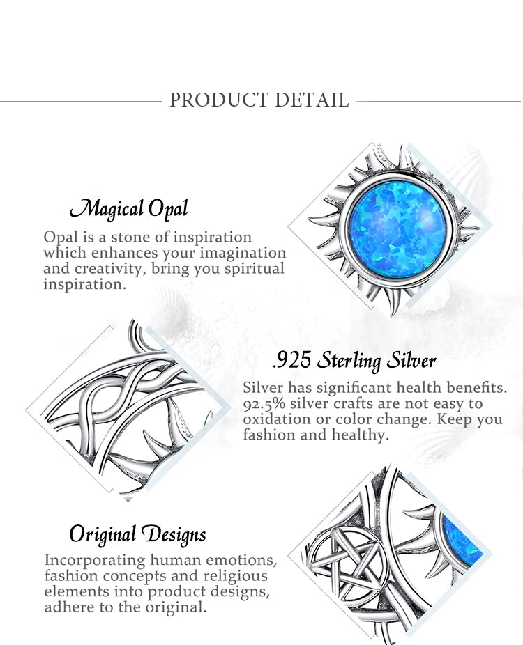 EUDORA 925 Sterling Silver Sun Moon Necklace for Women Man  Pentagram Viking Celtic knot Moon Pendant Fine Jewelry party Gift