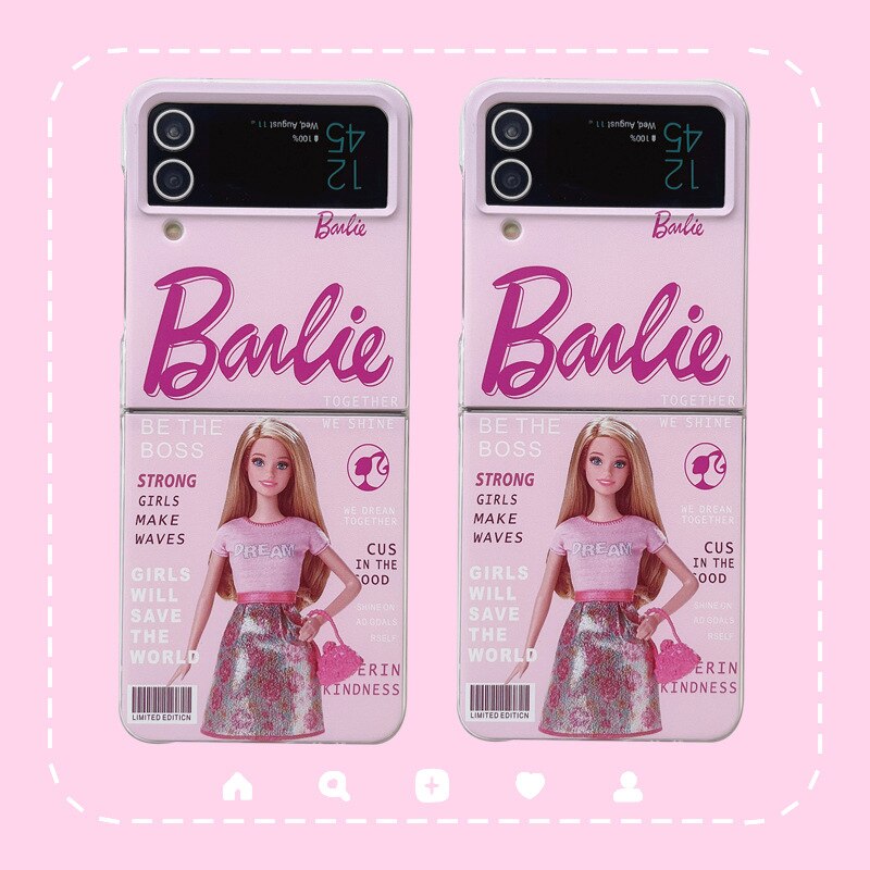 Barbie Kawaii Cute Protective Case Samsunggalaxy Zflip4 Folding Screen Mobile Phone Case Fold3 Transparent Smartphone Shell - Charlie Dolly